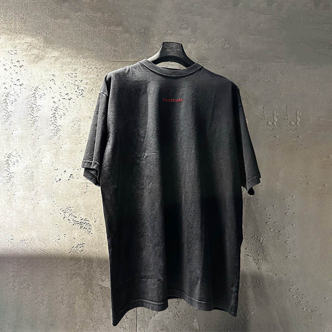 balenciaga vintage washed crew neck oversized short sleeve t shirt